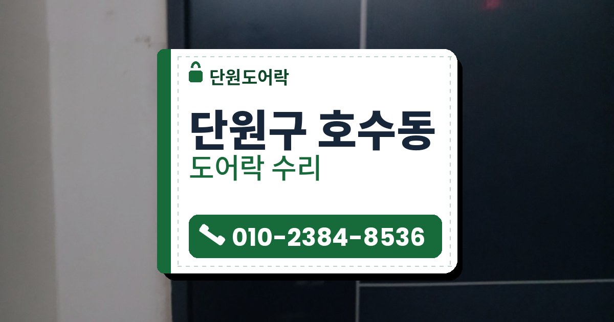단원구 호수동 출장 — 짙은 남색 문에 단 카드 표시 보조키형 도어락과 아래쪽 은색 손잡이
